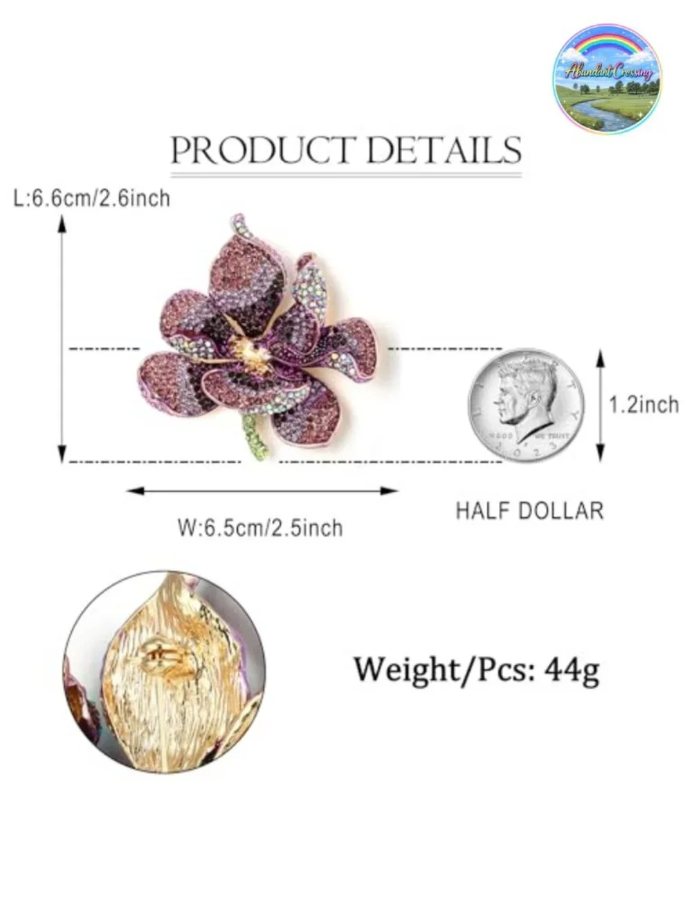 Austrian Crystal Orchid Flower Petal Brooch Pin